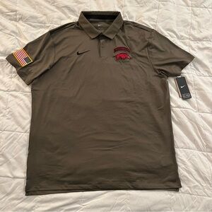 Nike Dri-Fit Polo Shirt Arkansas Razorbacks Military Flag On Field | XL New